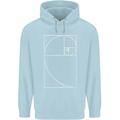Fibonacci Spiral Golden Geometry Maths Mens 80% Cotton Hoodie Light Blue