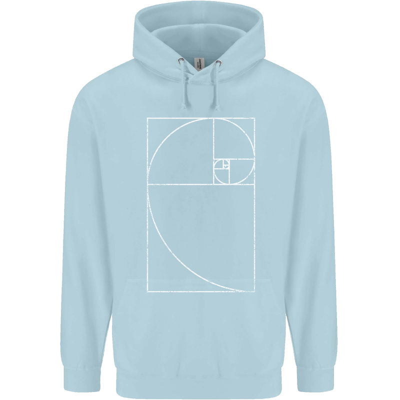 Fibonacci Spiral Golden Geometry Maths Mens 80% Cotton Hoodie Light Blue