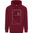 Fibonacci Spiral Golden Geometry Maths Mens 80% Cotton Hoodie Maroon