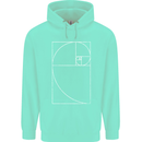 Fibonacci Spiral Golden Geometry Maths Mens 80% Cotton Hoodie Peppermint