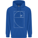 Fibonacci Spiral Golden Geometry Maths Mens 80% Cotton Hoodie Royal Blue