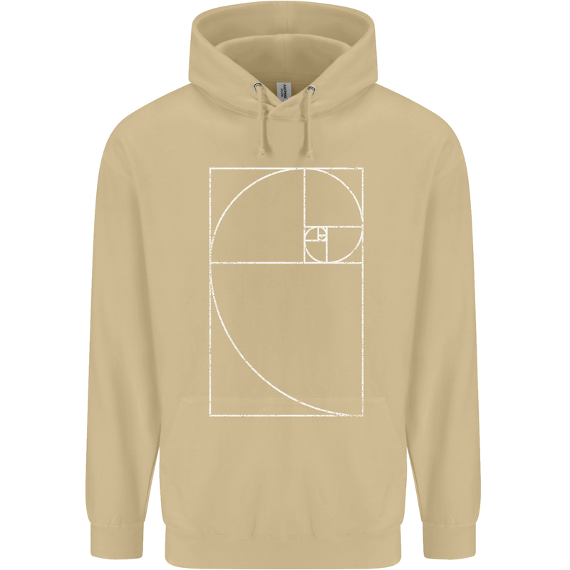 Fibonacci Spiral Golden Geometry Maths Mens 80% Cotton Hoodie Sand