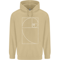 Fibonacci Spiral Golden Geometry Maths Mens 80% Cotton Hoodie Sand
