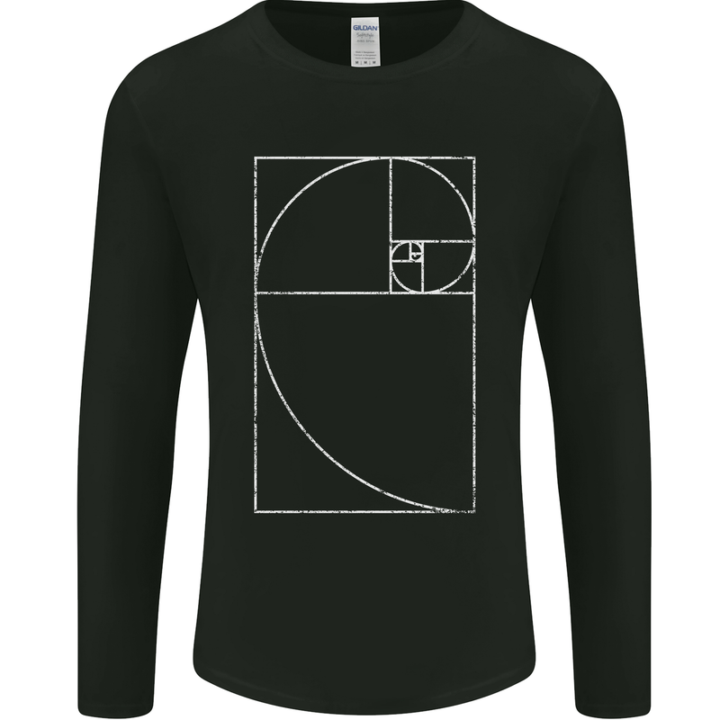 Fibonacci Spiral Golden Geometry Maths Mens Long Sleeve T-Shirt Black