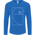 Fibonacci Spiral Golden Geometry Maths Mens Long Sleeve T-Shirt Royal Blue