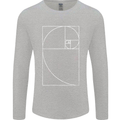 Fibonacci Spiral Golden Geometry Maths Mens Long Sleeve T-Shirt Sports Grey