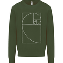 Fibonacci Spiral Golden Geometry Maths Mens Sweatshirt Jumper Forest Green