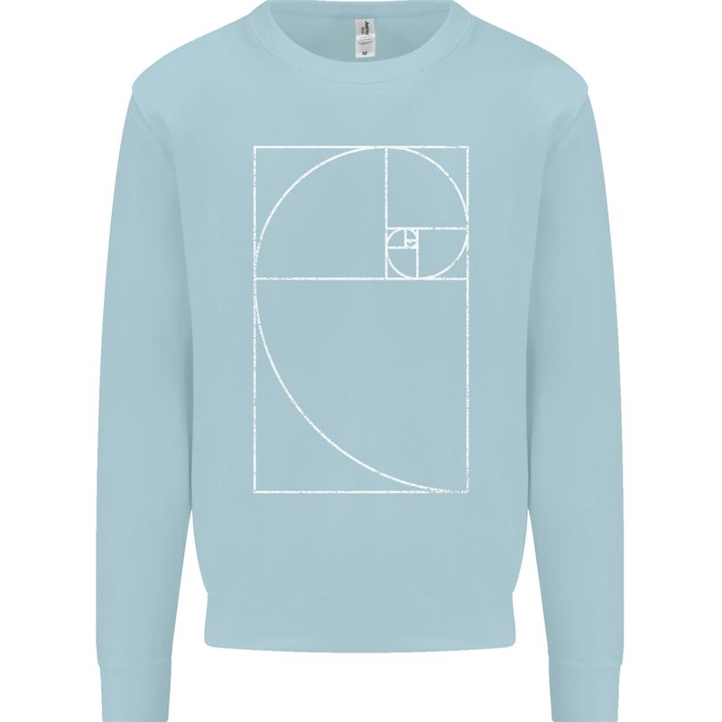 Fibonacci Spiral Golden Geometry Maths Mens Sweatshirt Jumper Light Blue