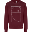 Fibonacci Spiral Golden Geometry Maths Mens Sweatshirt Jumper Maroon