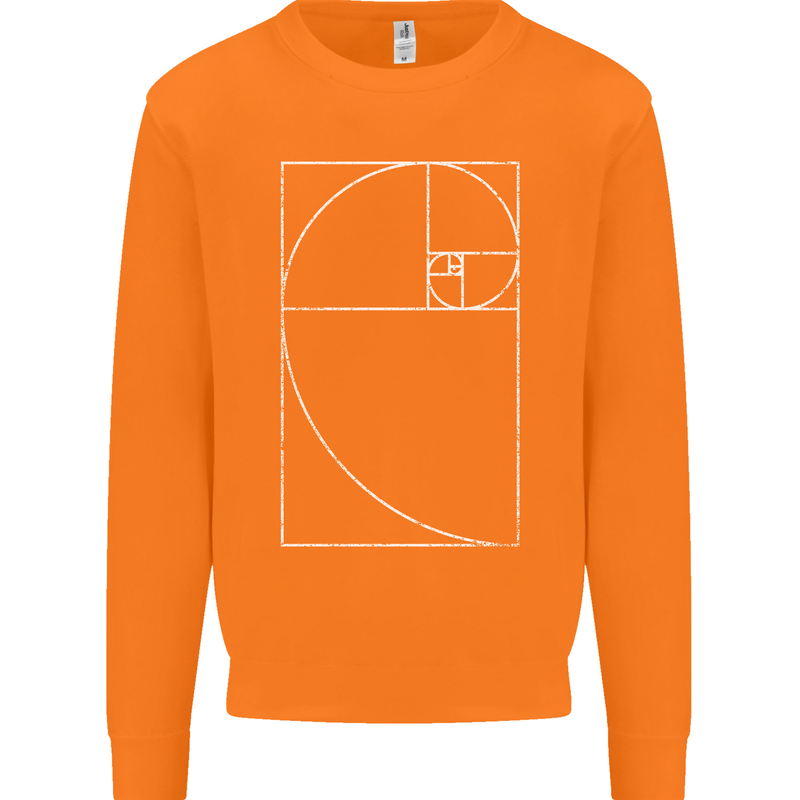 Fibonacci Spiral Golden Geometry Maths Mens Sweatshirt Jumper Orange
