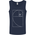 Fibonacci Spiral Golden Geometry Maths Mens Vest Tank Top Navy Blue