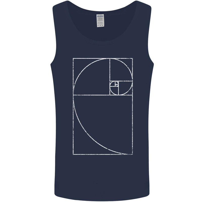 Fibonacci Spiral Golden Geometry Maths Mens Vest Tank Top Navy Blue