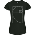 Fibonacci Spiral Golden Geometry Maths Womens Petite Cut T-Shirt Black