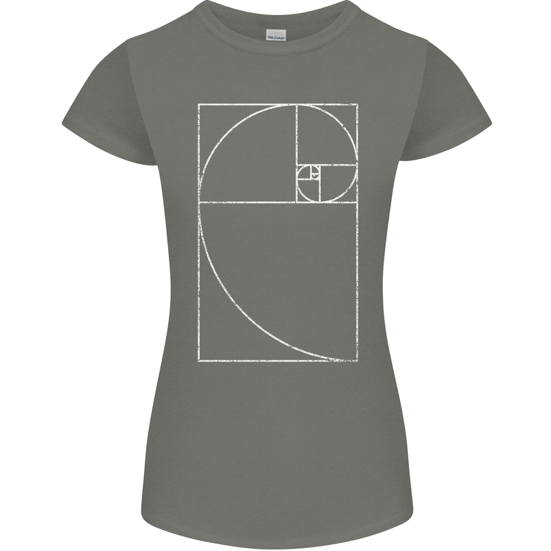 Fibonacci Spiral Golden Geometry Maths Womens Petite Cut T-Shirt Charcoal