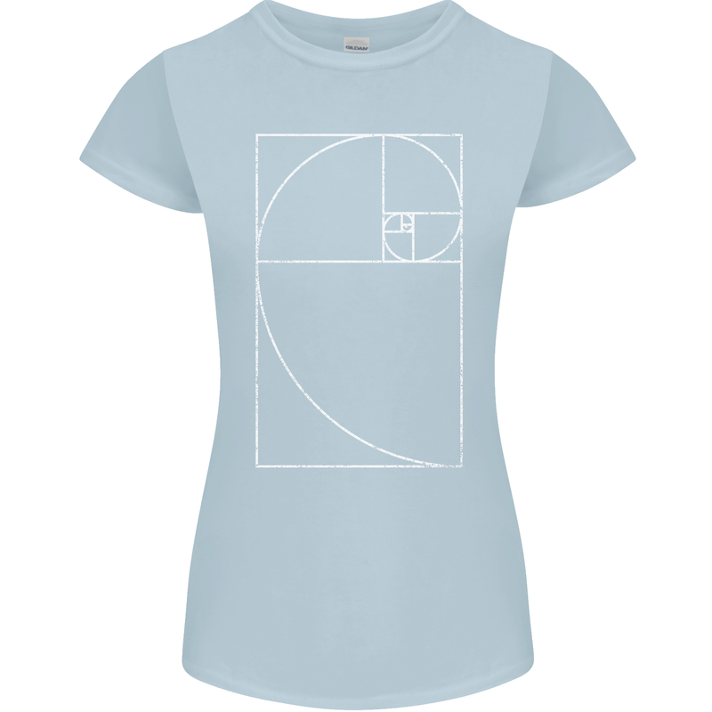 Fibonacci Spiral Golden Geometry Maths Womens Petite Cut T-Shirt Light Blue