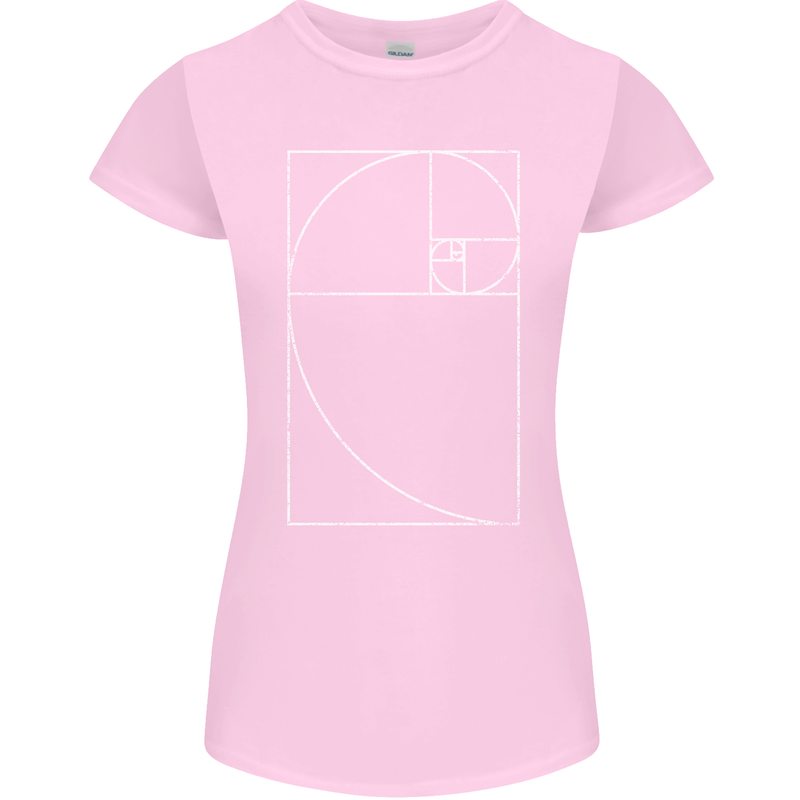 Fibonacci Spiral Golden Geometry Maths Womens Petite Cut T-Shirt Light Pink