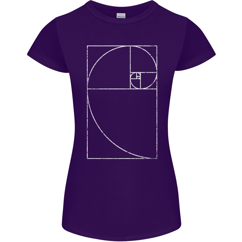 Fibonacci Spiral Golden Geometry Maths Womens Petite Cut T-Shirt Purple