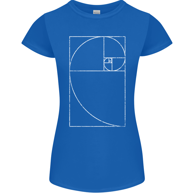 Fibonacci Spiral Golden Geometry Maths Womens Petite Cut T-Shirt Royal Blue