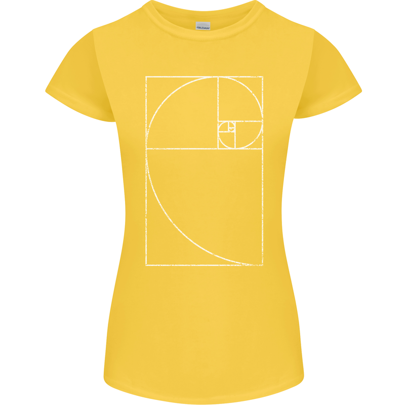 Fibonacci Spiral Golden Geometry Maths Womens Petite Cut T-Shirt Yellow