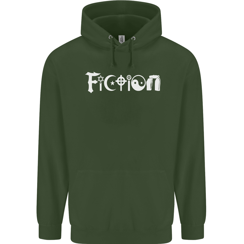 Fiction Funny Atheist Atheism Irreligious Mens 80% Cotton Hoodie Forest Green