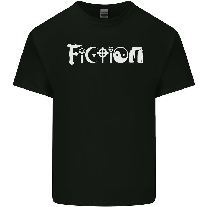 Fiction Funny Atheist Atheism Irreligious Mens Cotton T-Shirt Tee Top Black