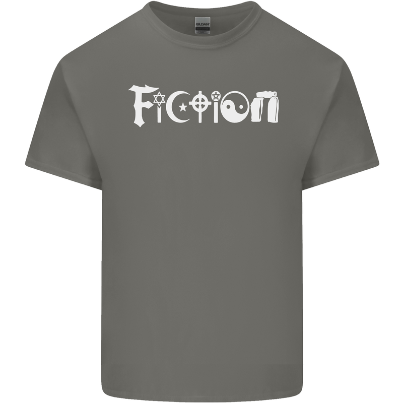 Fiction Funny Atheist Atheism Irreligious Mens Cotton T-Shirt Tee Top Charcoal