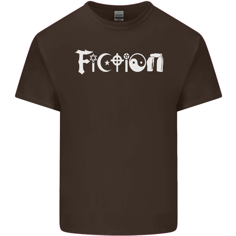 Fiction Funny Atheist Atheism Irreligious Mens Cotton T-Shirt Tee Top Dark Chocolate