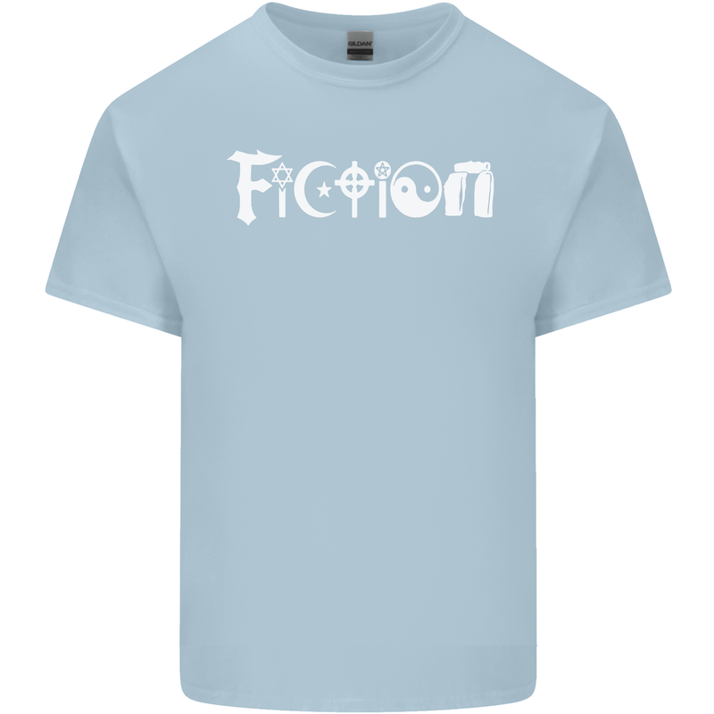 Fiction Funny Atheist Atheism Irreligious Mens Cotton T-Shirt Tee Top Light Blue
