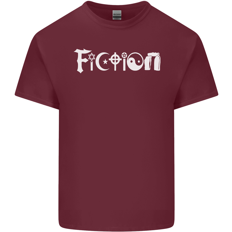 Fiction Funny Atheist Atheism Irreligious Mens Cotton T-Shirt Tee Top Maroon