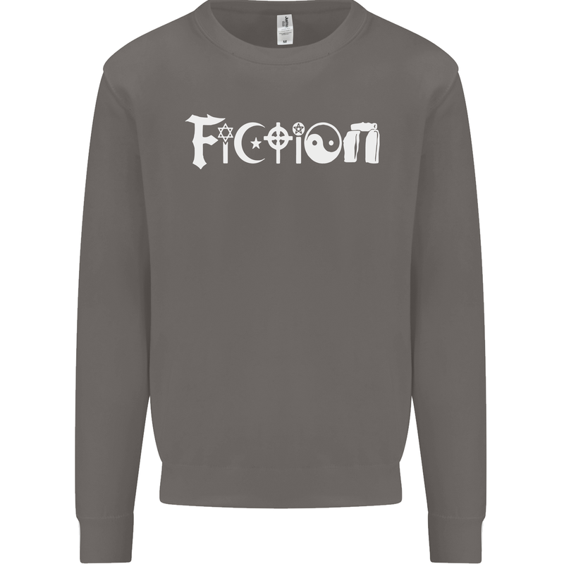Fiction Funny Atheist Atheism Irreligious Mens Sweatshirt Jumper Charcoal