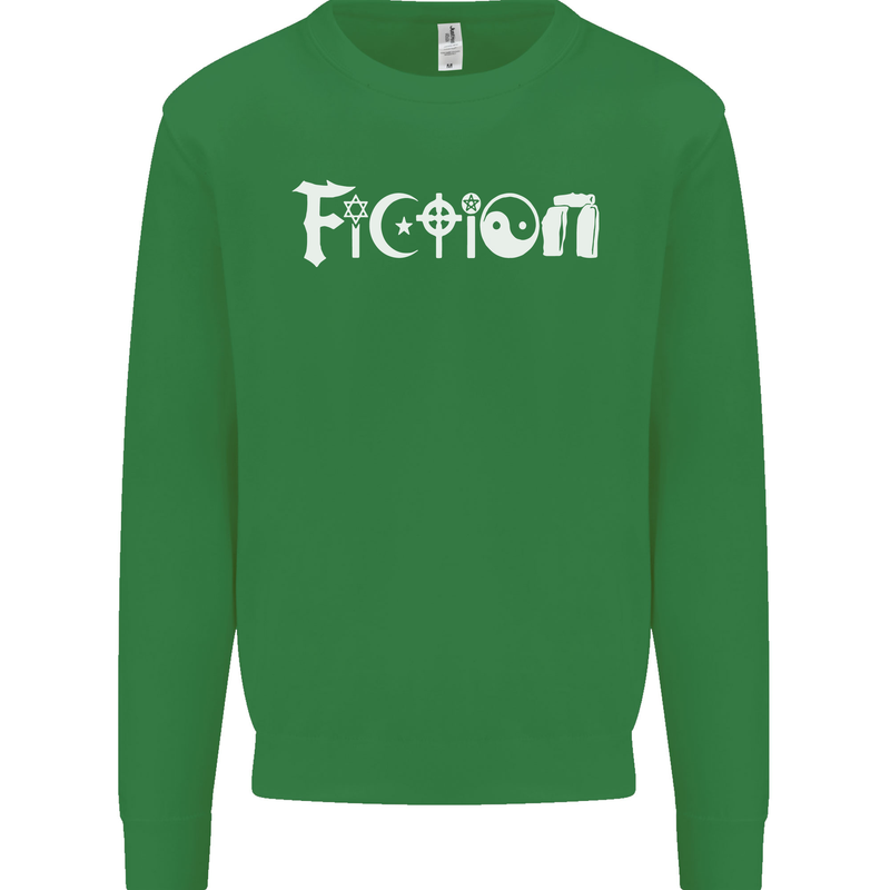 Fiction Funny Atheist Atheism Irreligious Mens Sweatshirt Jumper Irish Green