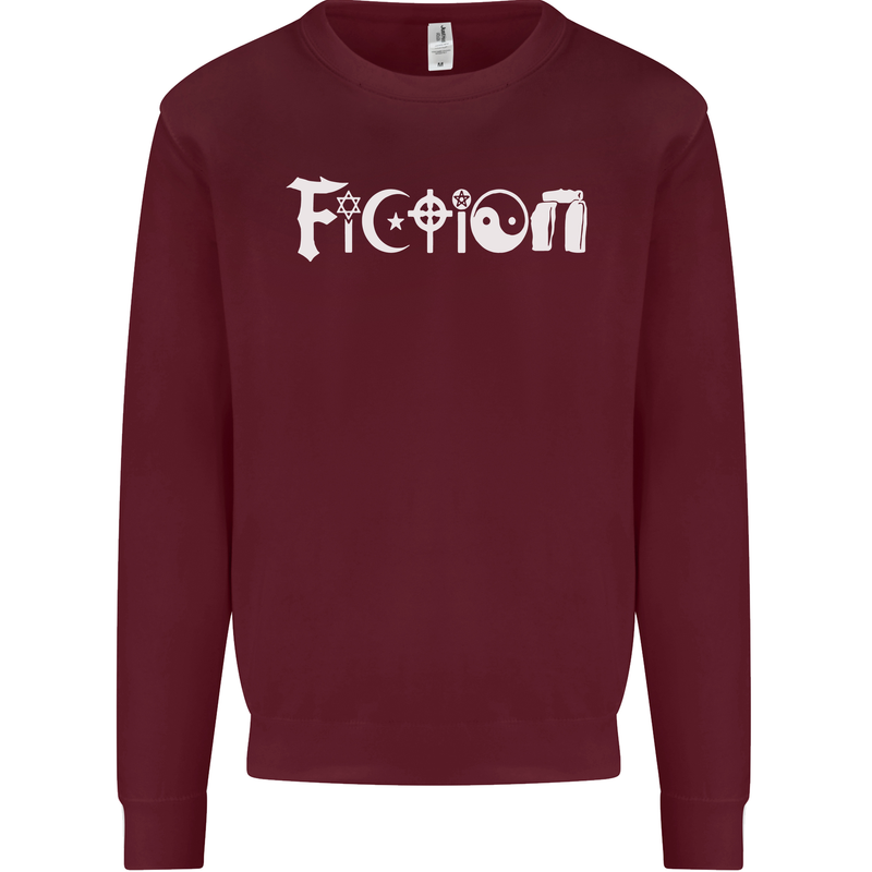 Fiction Funny Atheist Atheism Irreligious Mens Sweatshirt Jumper Maroon