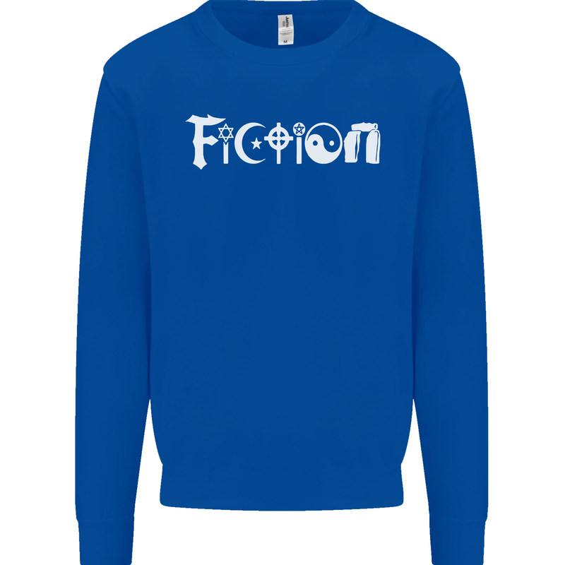 Fiction Funny Atheist Atheism Irreligious Mens Sweatshirt Jumper Royal Blue