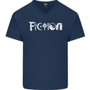 Fiction Funny Atheist Atheism Irreligious Mens V-Neck Cotton T-Shirt Navy Blue