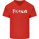 Fiction Funny Atheist Atheism Irreligious Mens V-Neck Cotton T-Shirt Red