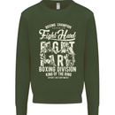 Fight Hard Boxing Boxer MMA Kids Sweatshirt Jumper Forest Green