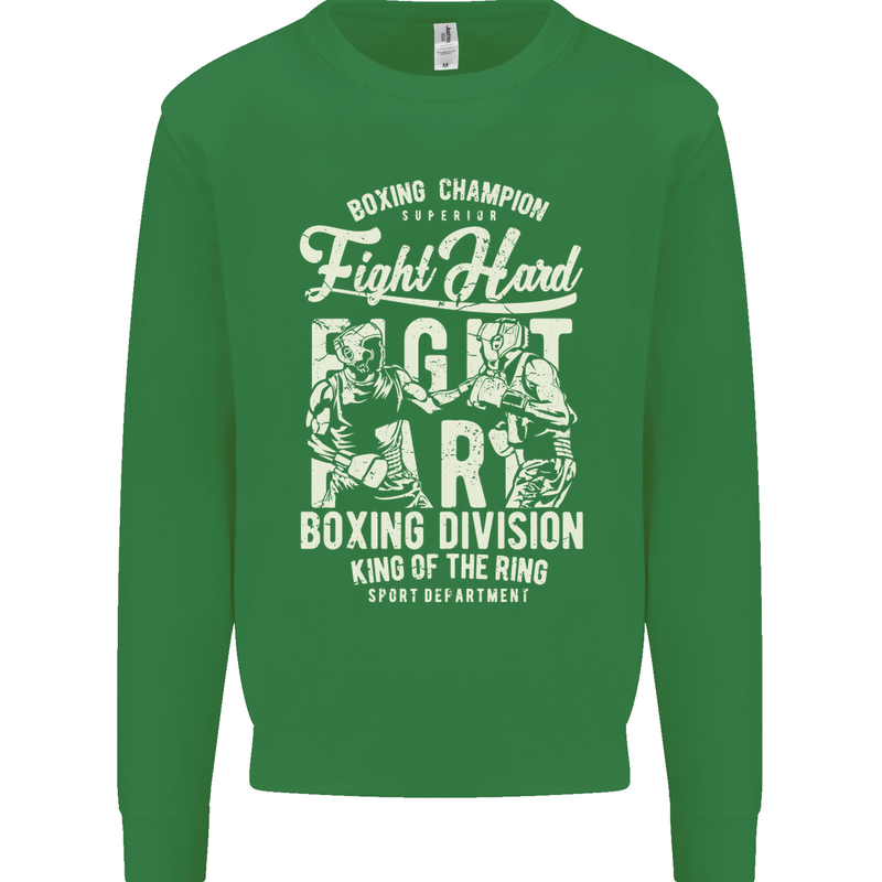 Fight Hard Boxing Boxer MMA Kids Sweatshirt Jumper Irish Green