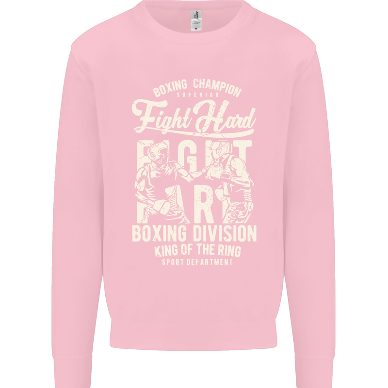 Fight Hard Boxing Boxer MMA Kids Sweatshirt Jumper Light Pink