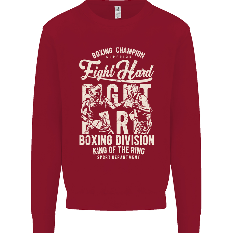 Fight Hard Boxing Boxer MMA Kids Sweatshirt Jumper Red