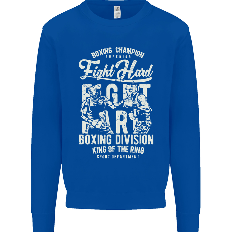 Fight Hard Boxing Boxer MMA Kids Sweatshirt Jumper Royal Blue