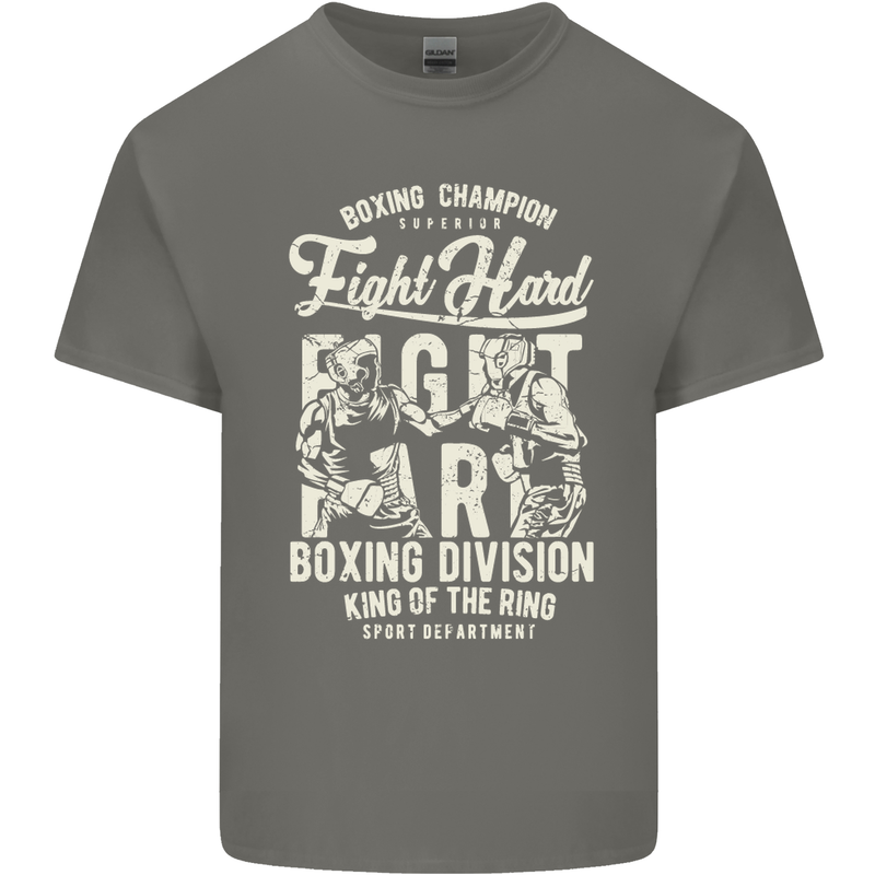 Fight Hard Boxing Boxer MMA Kids T-Shirt Childrens Charcoal
