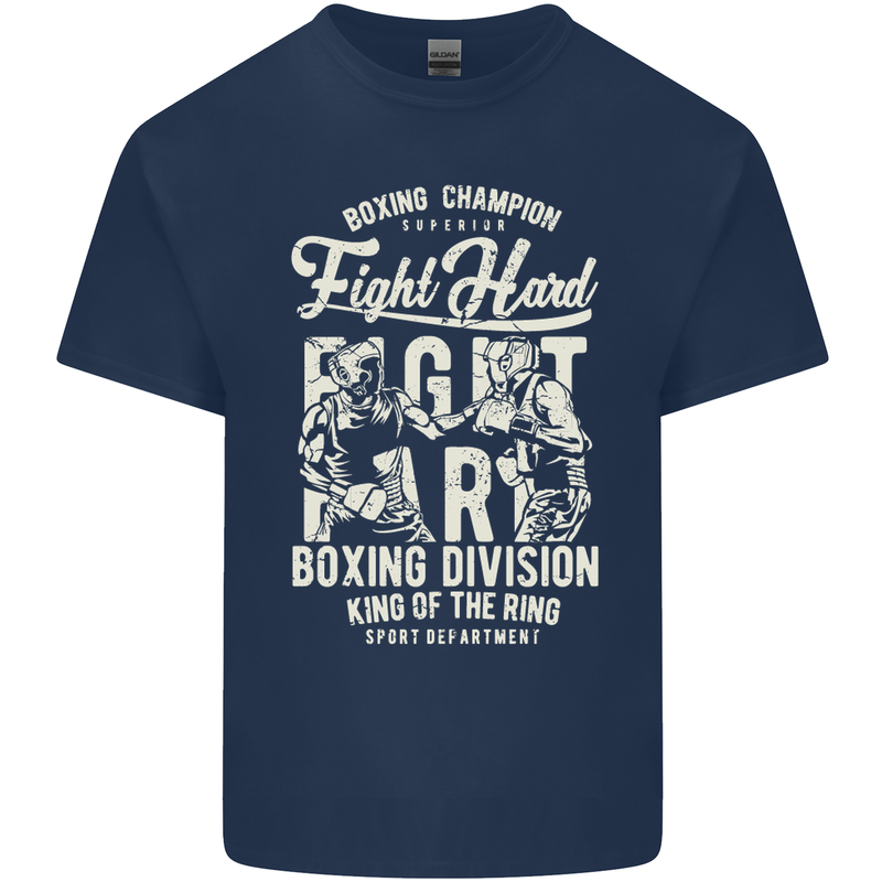 Fight Hard Boxing Boxer MMA Kids T-Shirt Childrens Navy Blue