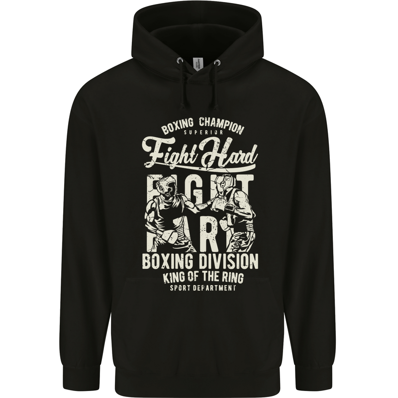 Fight Hard Boxing Boxer MMA Mens 80% Cotton Hoodie Black