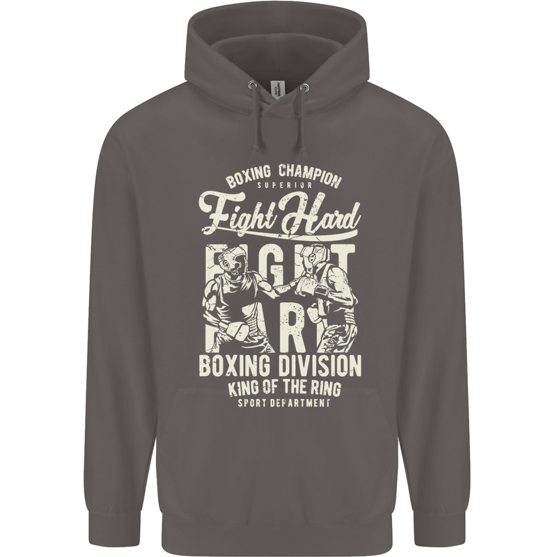 Fight Hard Boxing Boxer MMA Mens 80% Cotton Hoodie Charcoal