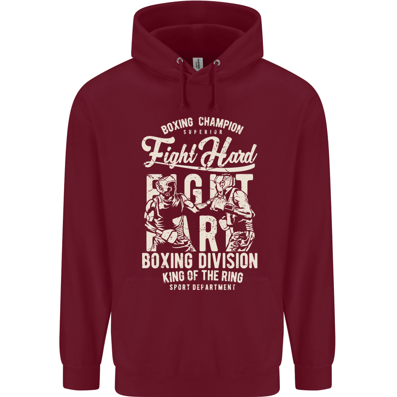 Fight Hard Boxing Boxer MMA Mens 80% Cotton Hoodie Maroon