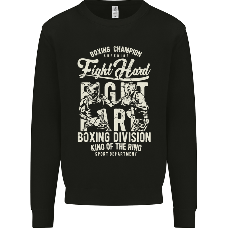 Fight Hard Boxing Boxer MMA Mens Sweatshirt Jumper Black