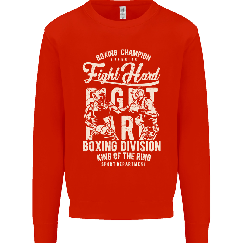 Fight Hard Boxing Boxer MMA Mens Sweatshirt Jumper Bright Red
