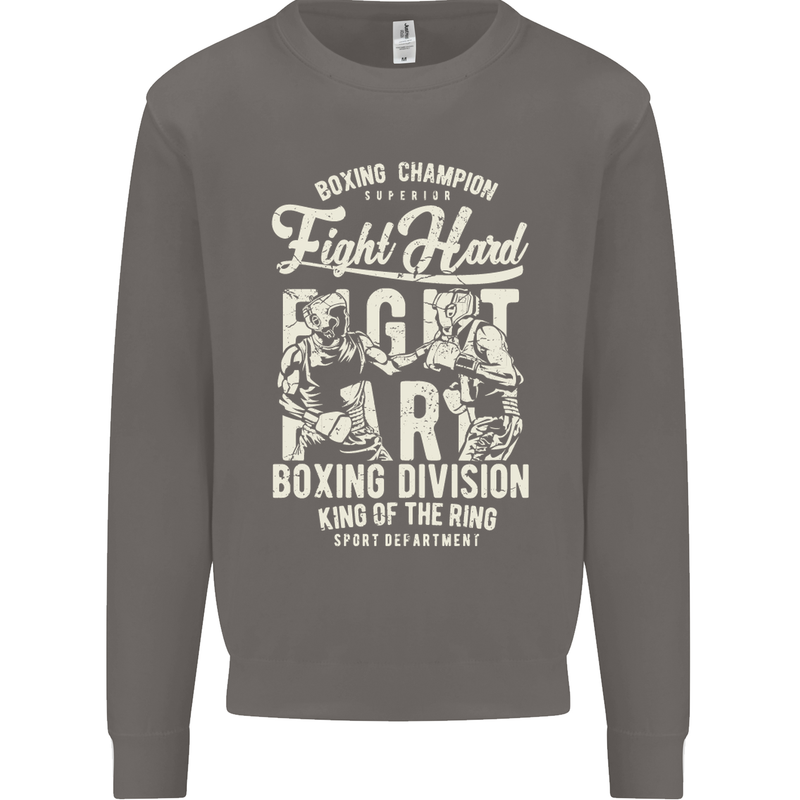 Fight Hard Boxing Boxer MMA Mens Sweatshirt Jumper Charcoal