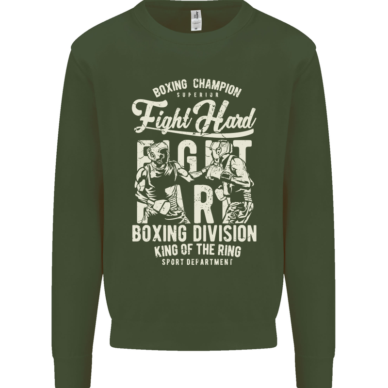 Fight Hard Boxing Boxer MMA Mens Sweatshirt Jumper Forest Green
