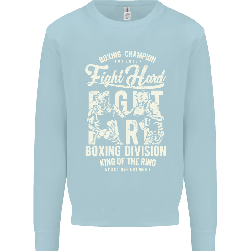 Fight Hard Boxing Boxer MMA Mens Sweatshirt Jumper Light Blue